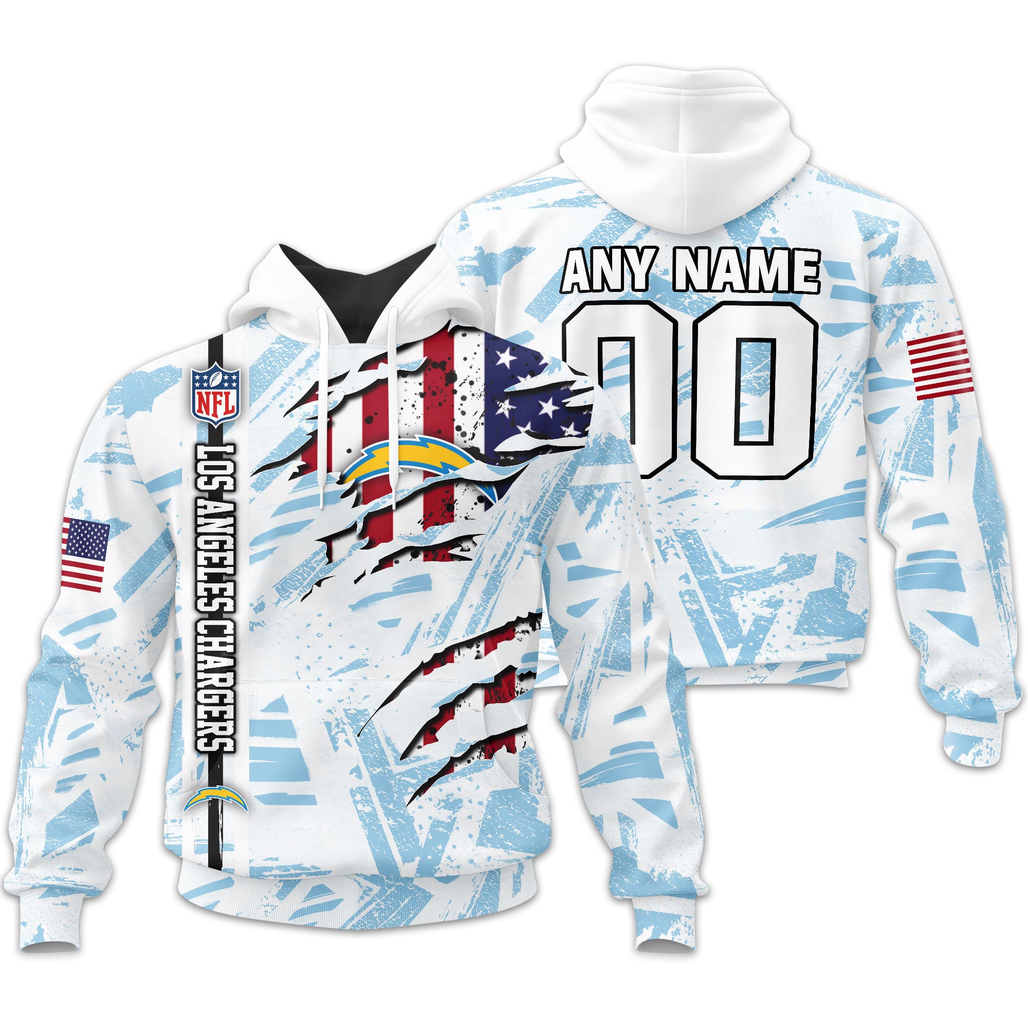 Los Angeles Chargers | Personalized Hoodie Crack On Grunge