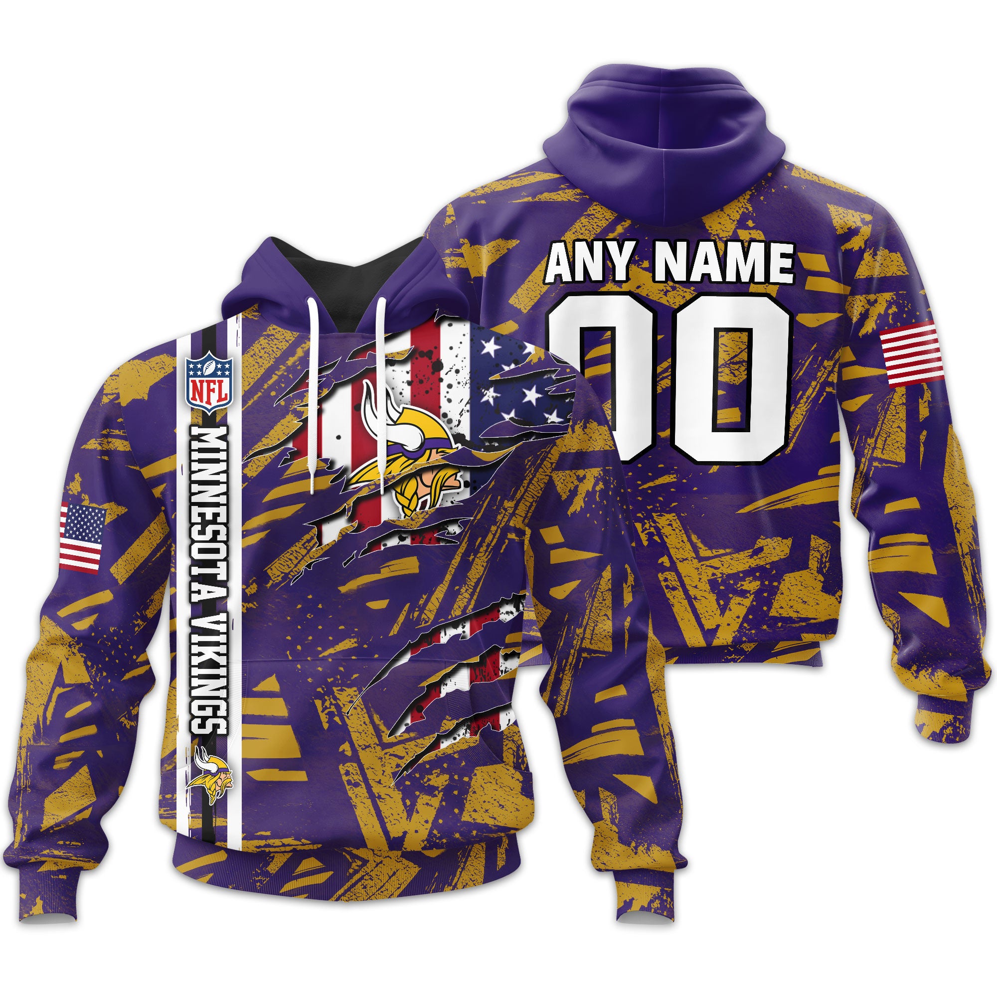 Minnesota Vikings | Personalized Hoodie Crack On Grunge