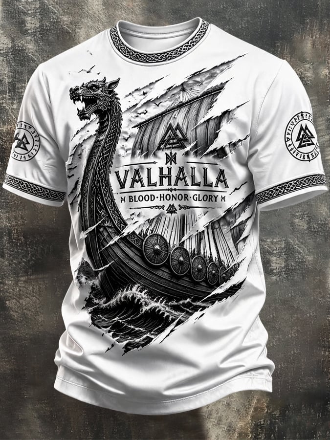 Men's Vintage Viking-Print T-Shirt